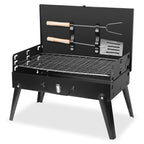 16.7x10x17.7in Portable Charcoal Grill Foldable BBQ Suitcase Grill Shelf For Outdoor Camping Picnics Garden Grilling - Comfortable Living Decor