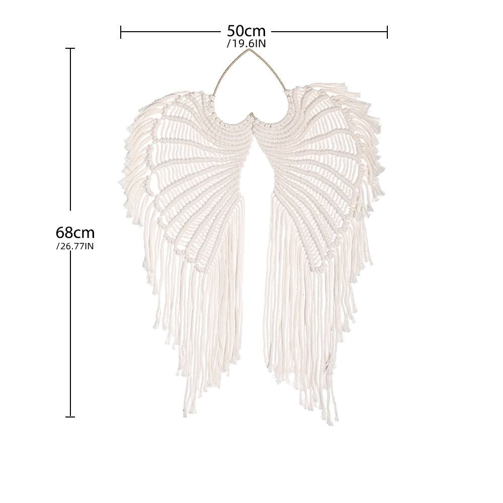 1pc Bohemian Angel Wings Tapestry Pendant with Long Tassels - Hand Woven Dream Catcher Wall Hanging for Weddings, Offices, and Bedrooms - Comfortable Living Decor