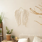 1pc Bohemian Angel Wings Tapestry Pendant with Long Tassels - Hand Woven Dream Catcher Wall Hanging for Weddings, Offices, and Bedrooms - Comfortable Living Decor