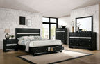 1pc Contemporary Queen Size Bed Black Solidwood 1pc Bed Bedroom Furniture Storage FB - Comfortable Living Decor