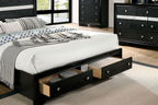 1pc Contemporary Queen Size Bed Black Solidwood 1pc Bed Bedroom Furniture Storage FB - Comfortable Living Decor