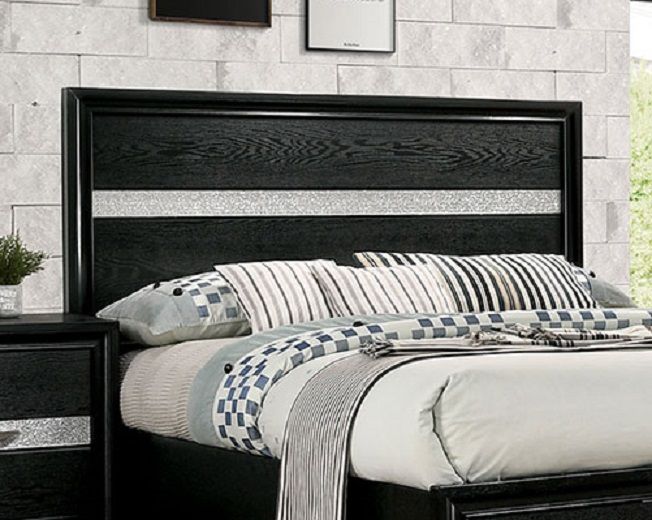 1pc Contemporary Queen Size Bed Black Solidwood 1pc Bed Bedroom Furniture Storage FB - Comfortable Living Decor