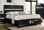 1pc Contemporary Queen Size Bed Black Solidwood 1pc Bed Bedroom Furniture Storage FB - Comfortable Living Decor