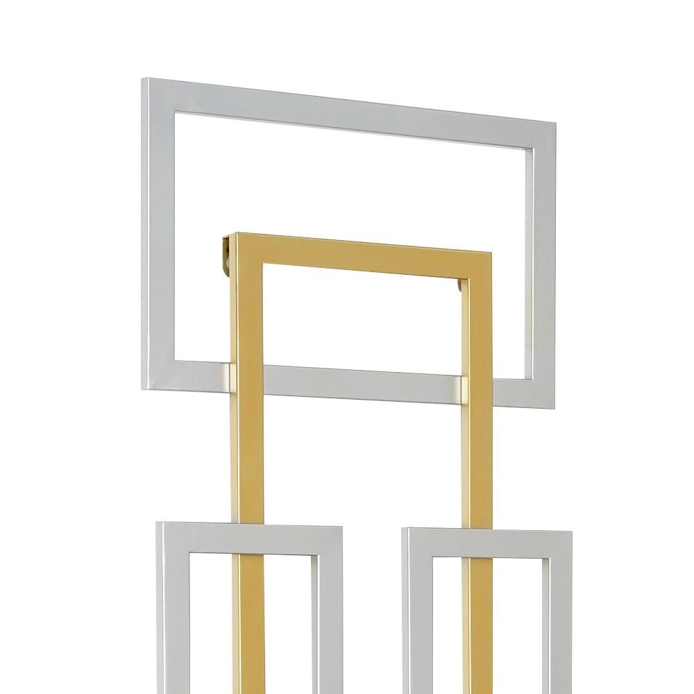 2 Pieces Big Metal Wall Decor Set Modern Gold & Silver Rectangle Art Living Room Bedroom - Comfortable Living Decor