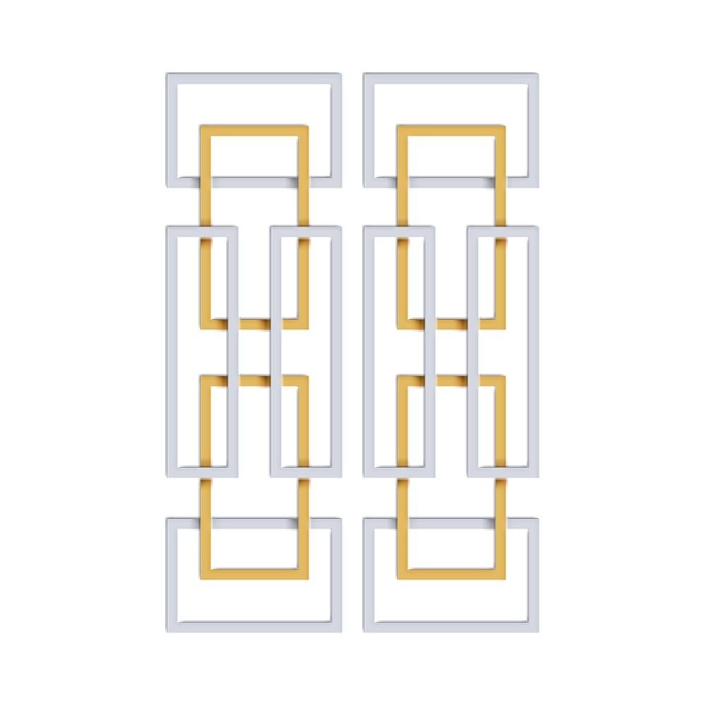 2 Pieces Big Metal Wall Decor Set Modern Gold & Silver Rectangle Art Living Room Bedroom - Comfortable Living Decor