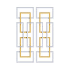 2 Pieces Big Metal Wall Decor Set Modern Gold & Silver Rectangle Art Living Room Bedroom - Comfortable Living Decor
