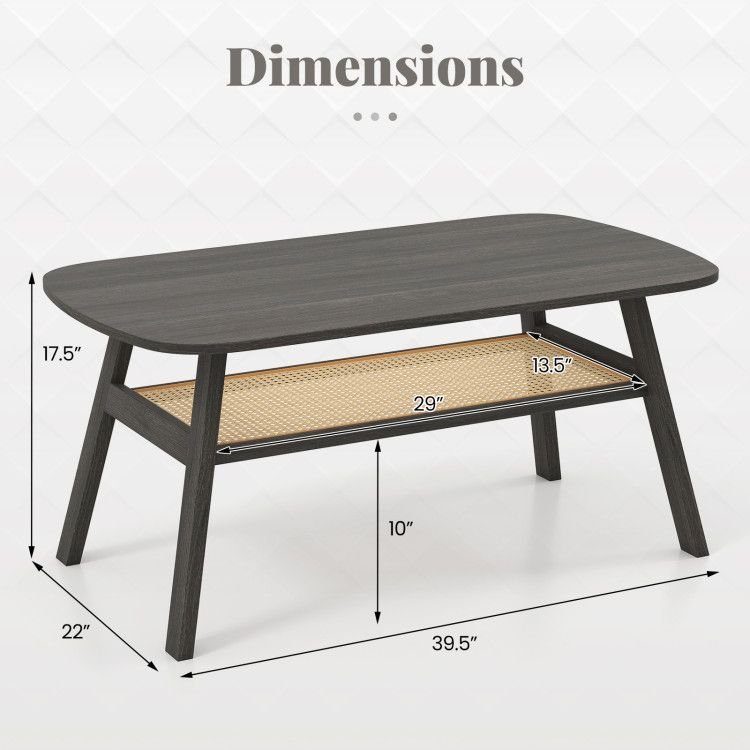 2 - Tier Center Cocktail Table with Storage Shelf by Hooya - Comfortable Living Decor