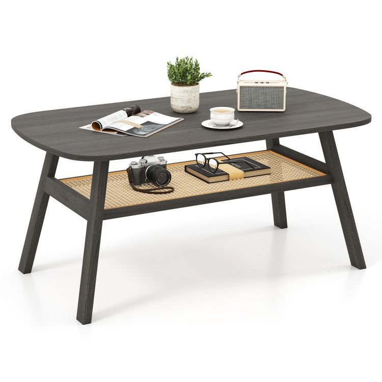 2 - Tier Center Cocktail Table with Storage Shelf by Hooya - Comfortable Living Decor