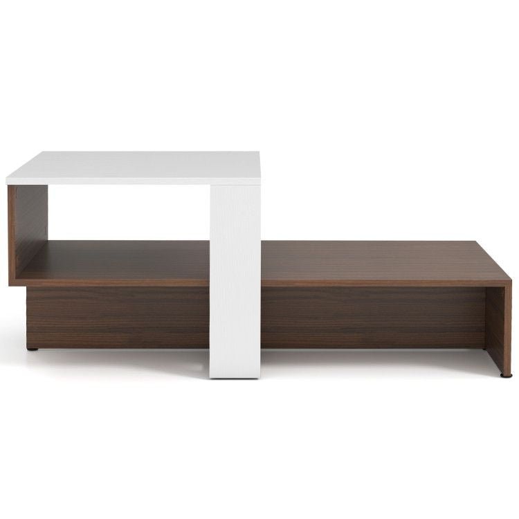 2 - Tier Geometric Coffee Table with Storage Shelves by Hooya - Comfortable Living Decor