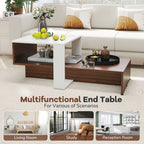 2 - Tier Geometric Coffee Table with Storage Shelves by Hooya - Comfortable Living Decor