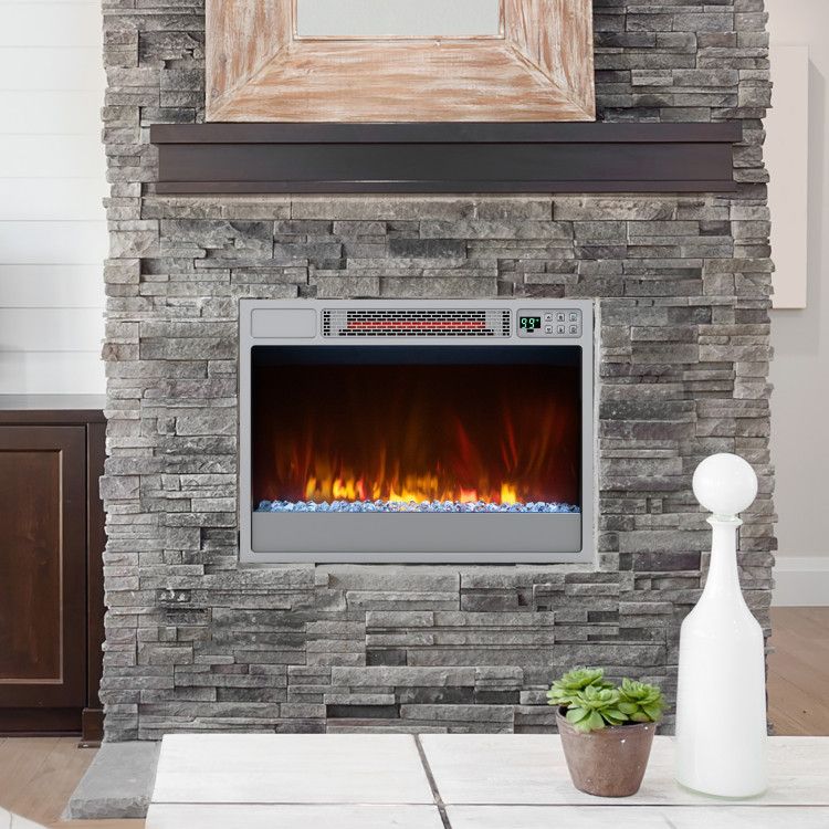 23 Inch 1500W Recessed Electric Fireplace Insert with Remote Control - Comfortable Living Decor