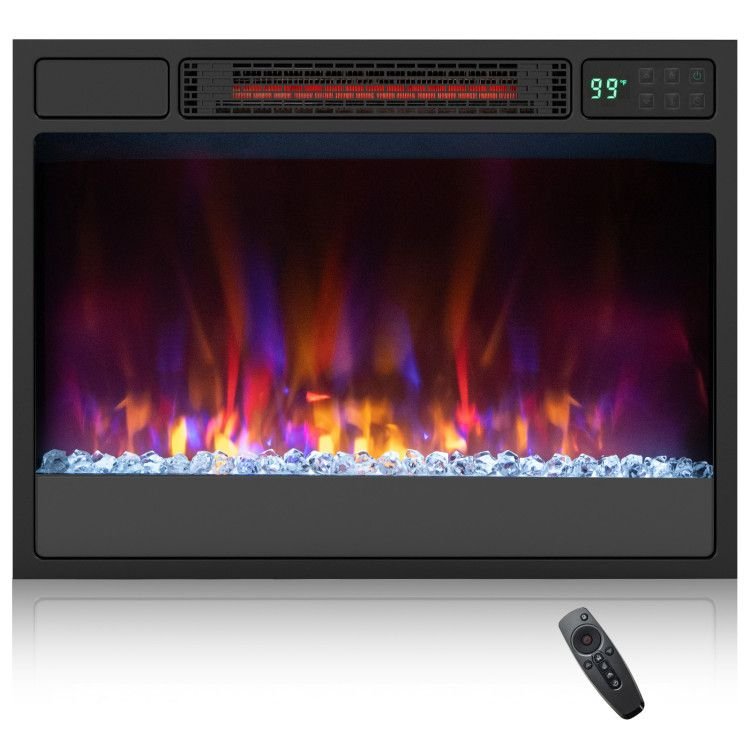 23 Inch 1500W Recessed Electric Fireplace Insert with Remote Control - Comfortable Living Decor