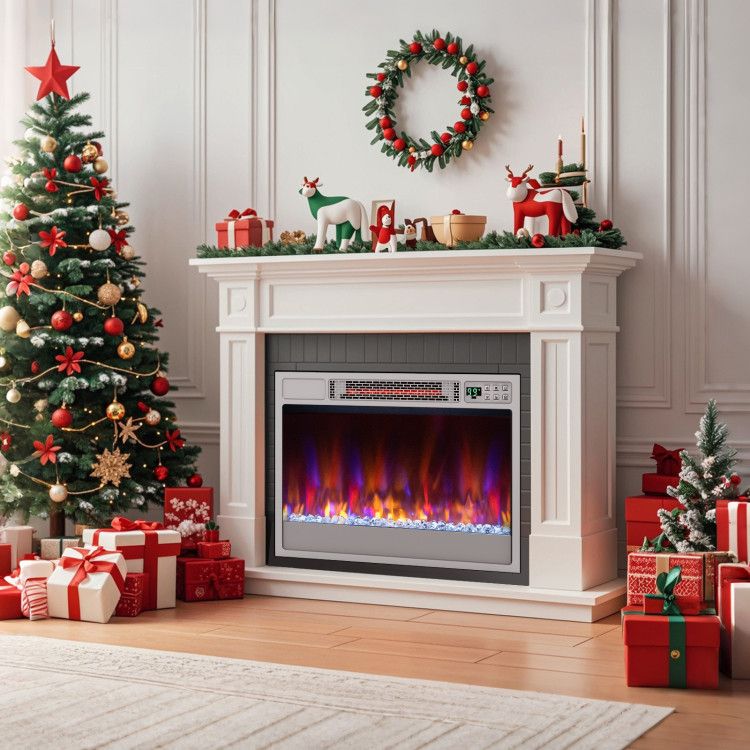 23 Inch 1500W Recessed Electric Fireplace Insert with Remote Control - Comfortable Living Decor