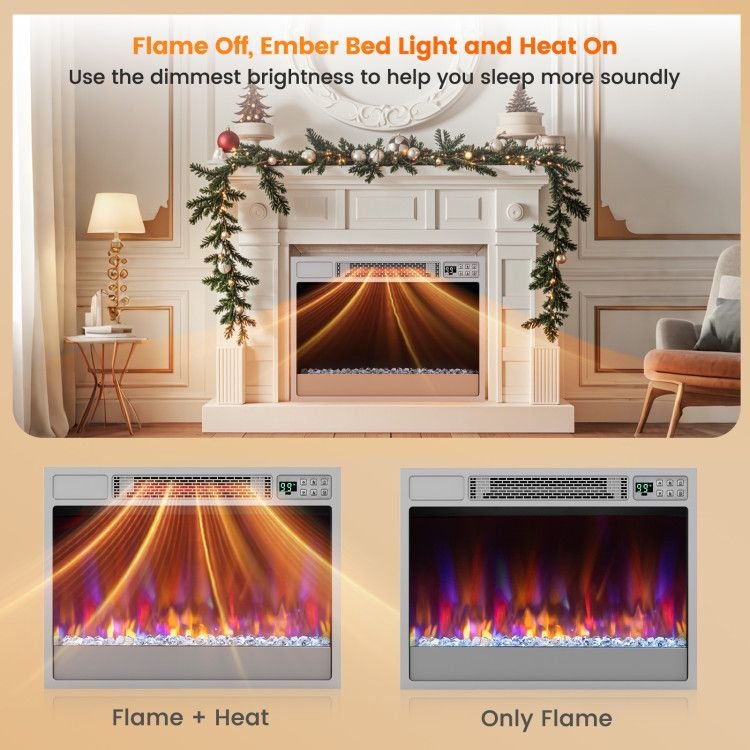 23 Inch 1500W Recessed Electric Fireplace Insert with Remote Control - Comfortable Living Decor