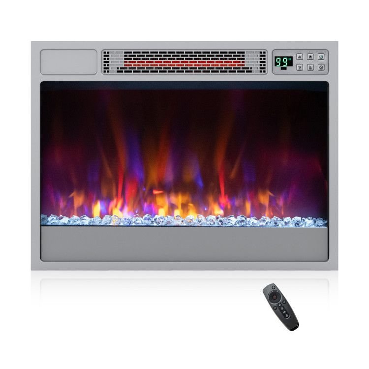 23 Inch 1500W Recessed Electric Fireplace Insert with Remote Control - Comfortable Living Decor