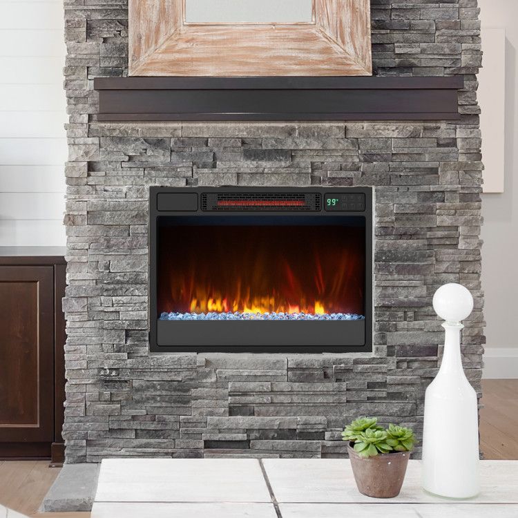 23 Inch 1500W Recessed Electric Fireplace Insert with Remote Control - Comfortable Living Decor