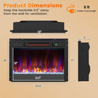 23 Inch 1500W Recessed Electric Fireplace Insert with Remote Control - Comfortable Living Decor