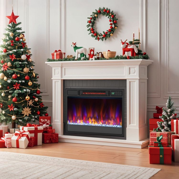 23 Inch 1500W Recessed Electric Fireplace Insert with Remote Control - Comfortable Living Decor