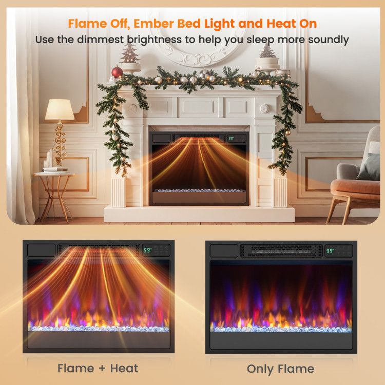 23 Inch 1500W Recessed Electric Fireplace Insert with Remote Control - Comfortable Living Decor