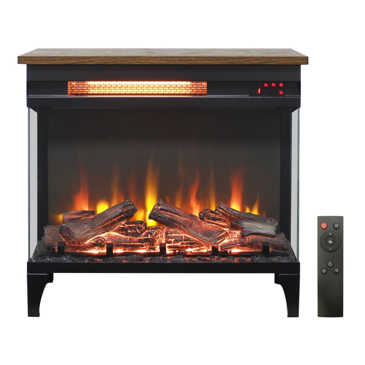 24 inch three sided glass electric fireplace with feet - Comfortable Living Decor
