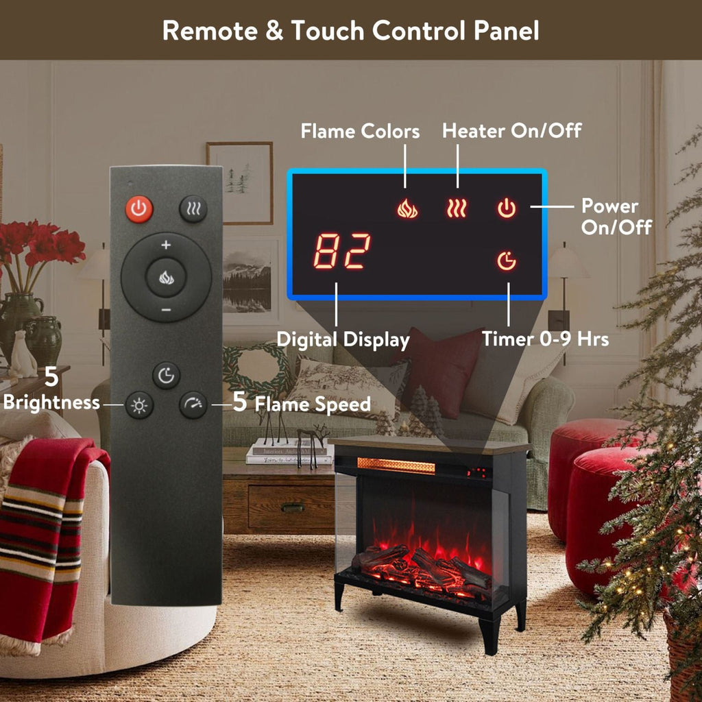24 inch three sided glass electric fireplace with feet - Comfortable Living Decor