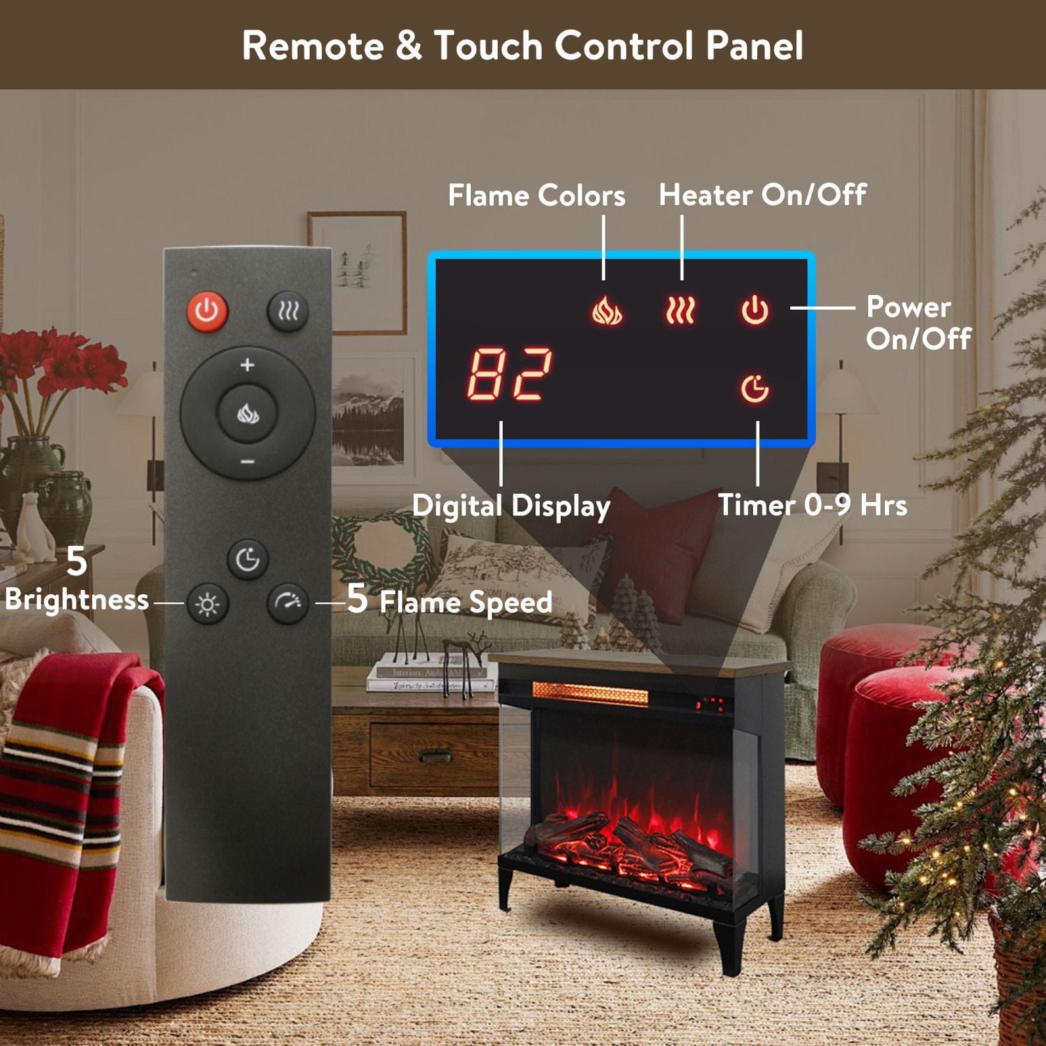 24 inch three sided glass electric fireplace with feet - Comfortable Living Decor