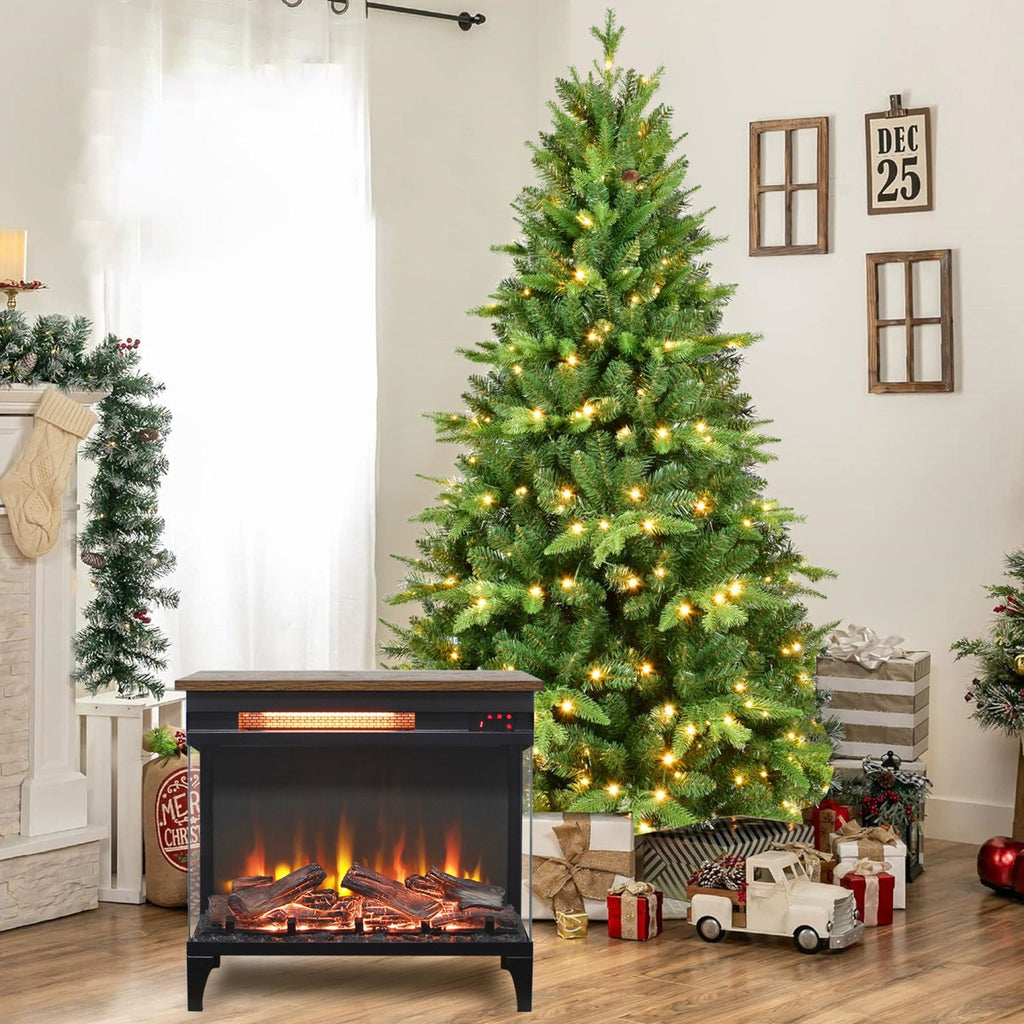 24 inch three sided glass electric fireplace with feet - Comfortable Living Decor