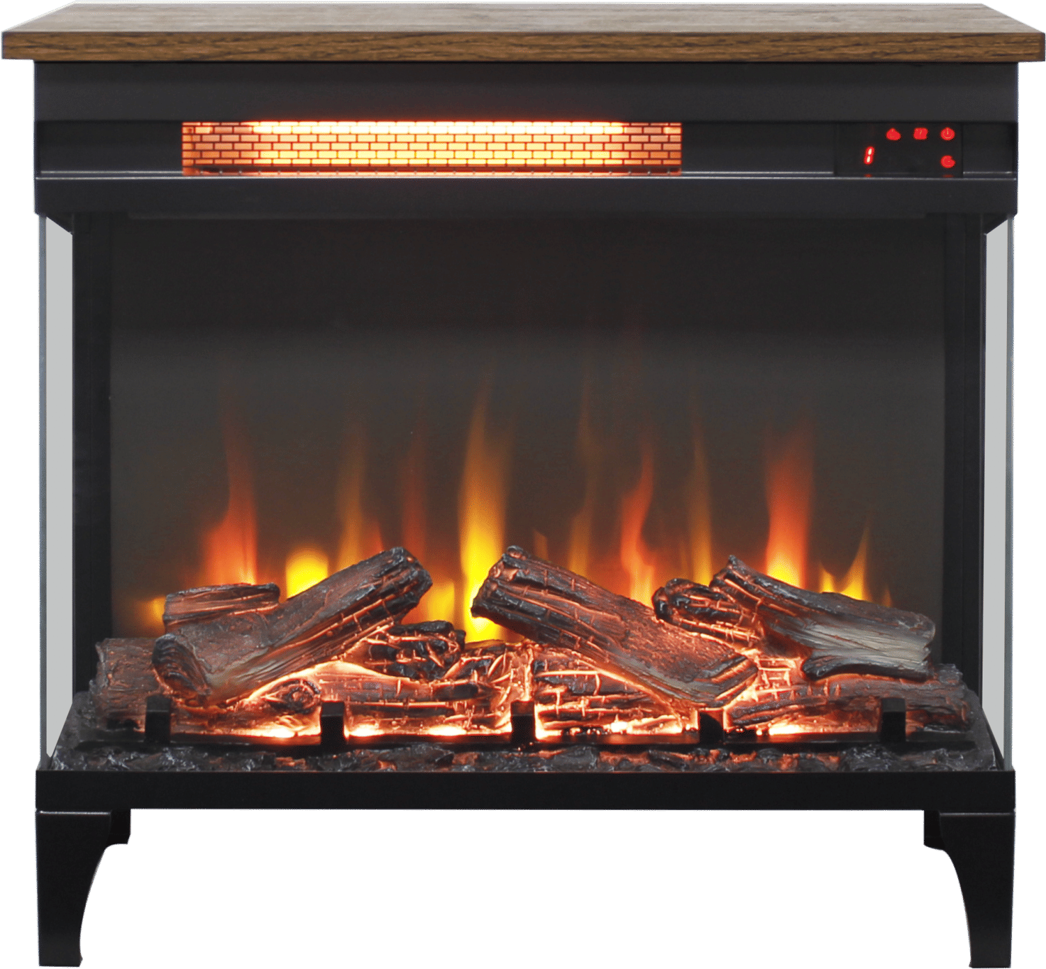 24 inch three sided glass electric fireplace with feet - Comfortable Living Decor
