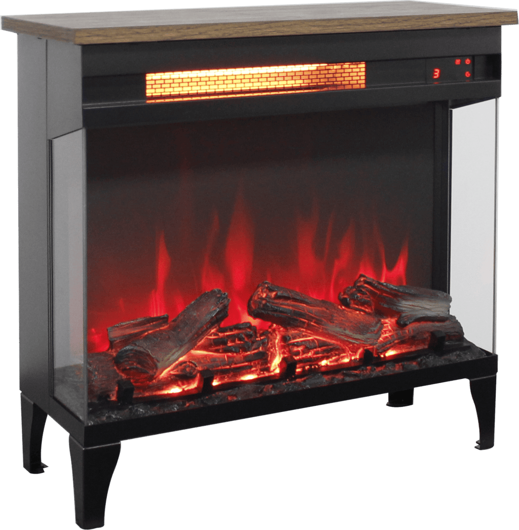 24 inch three sided glass electric fireplace with feet - Comfortable Living Decor