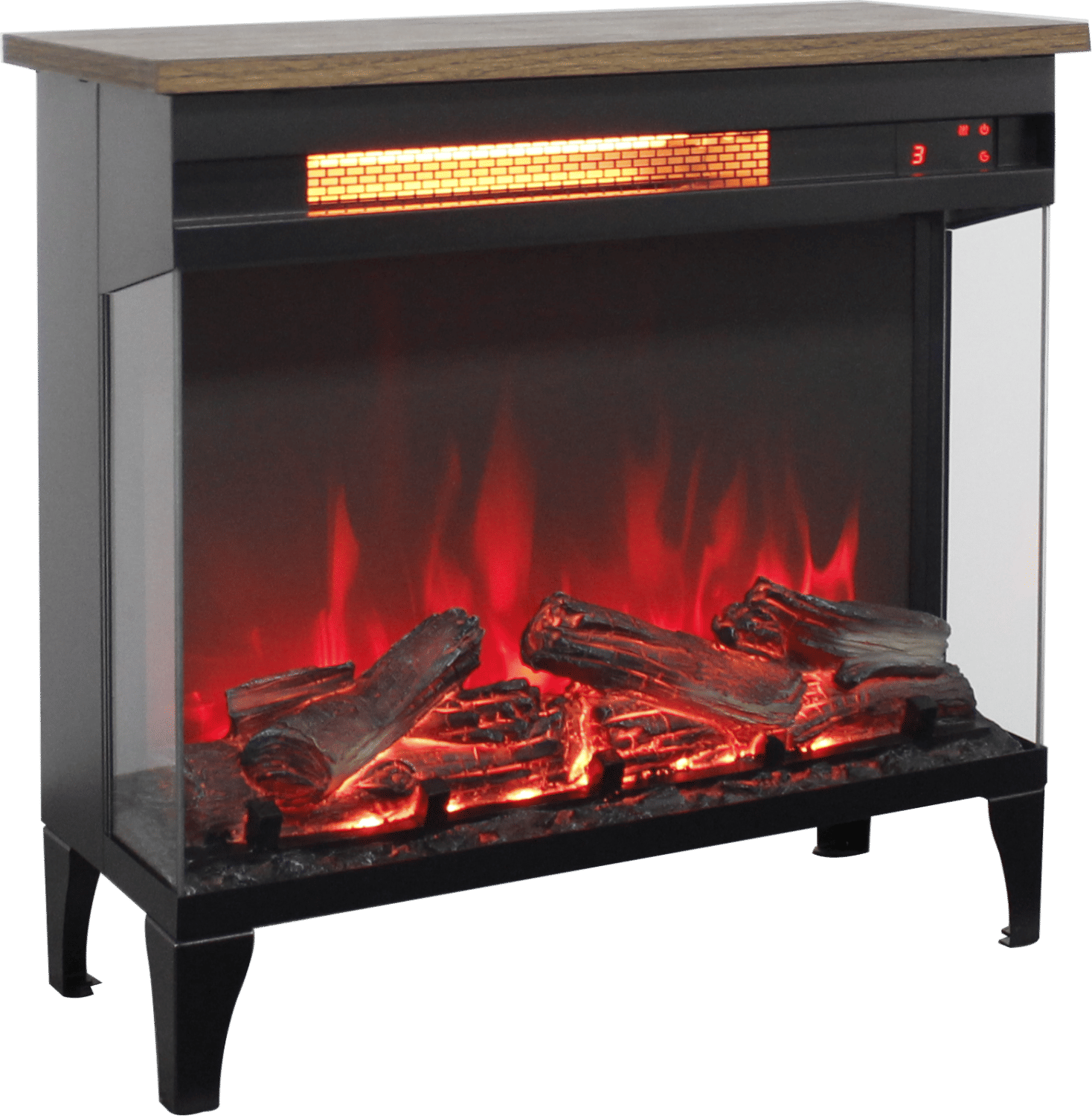 24 inch three sided glass electric fireplace with feet - Comfortable Living Decor