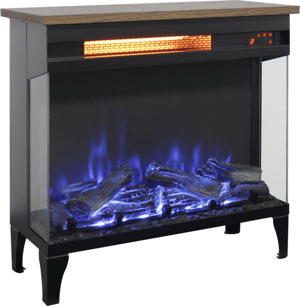 24 inch three sided glass electric fireplace with feet - Comfortable Living Decor
