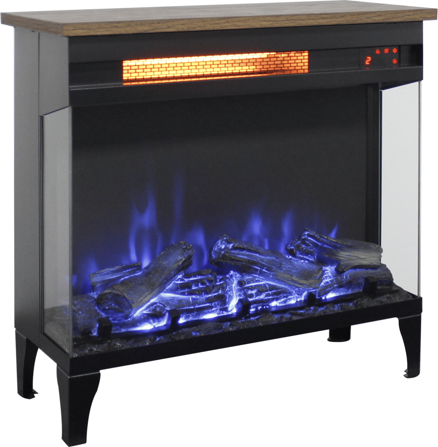 24 inch three sided glass electric fireplace with feet - Comfortable Living Decor
