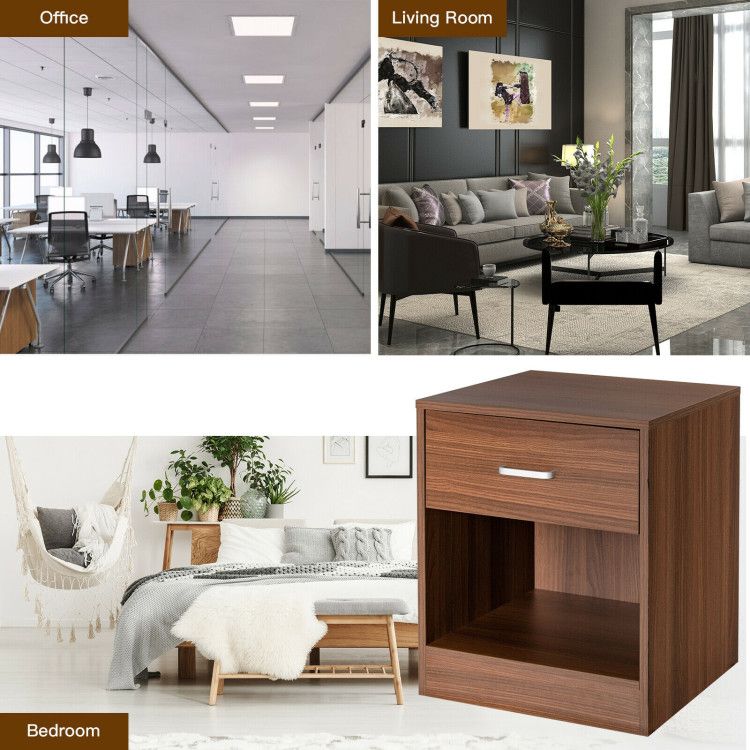 2pc Modern Nightstands w/ Storage Drawer by Rema Home - Comfortable Living Decor