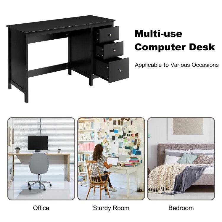 3 - Drawer Home Office Study Computer Desk with Spacious Desktop - Comfortable Living Decor