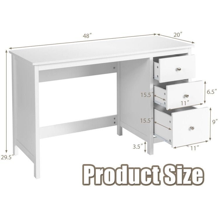 3 - Drawer Home Office Study Computer Desk with Spacious Desktop - Comfortable Living Decor