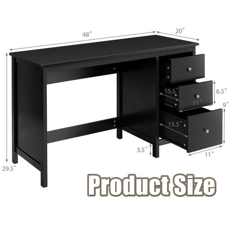 3 - Drawer Home Office Study Computer Desk with Spacious Desktop - Comfortable Living Decor