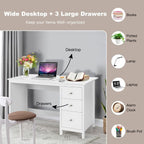 3 - Drawer Home Office Study Computer Desk with Spacious Desktop - Comfortable Living Decor
