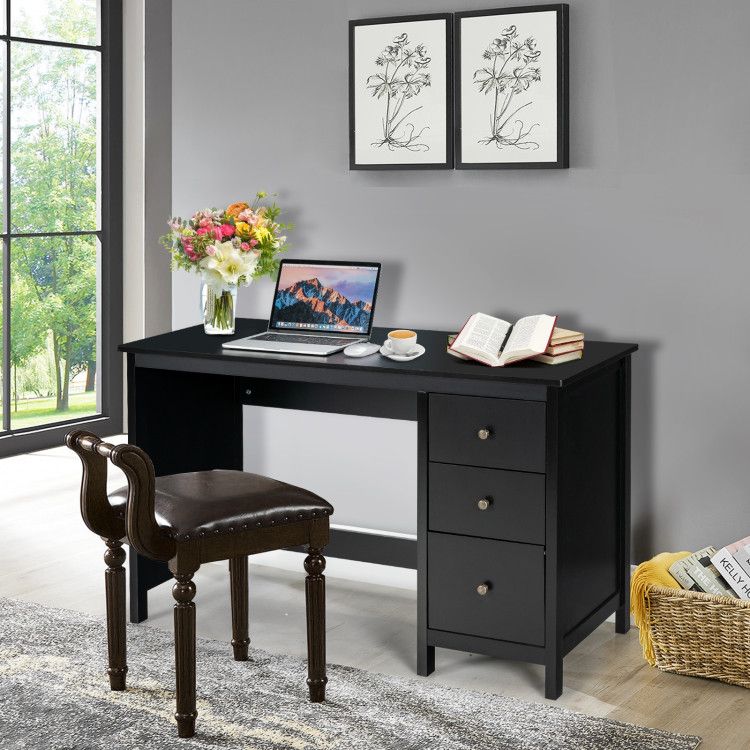 3 - Drawer Home Office Study Computer Desk with Spacious Desktop - Comfortable Living Decor