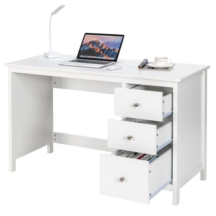 3 - Drawer Home Office Study Computer Desk with Spacious Desktop - Comfortable Living Decor