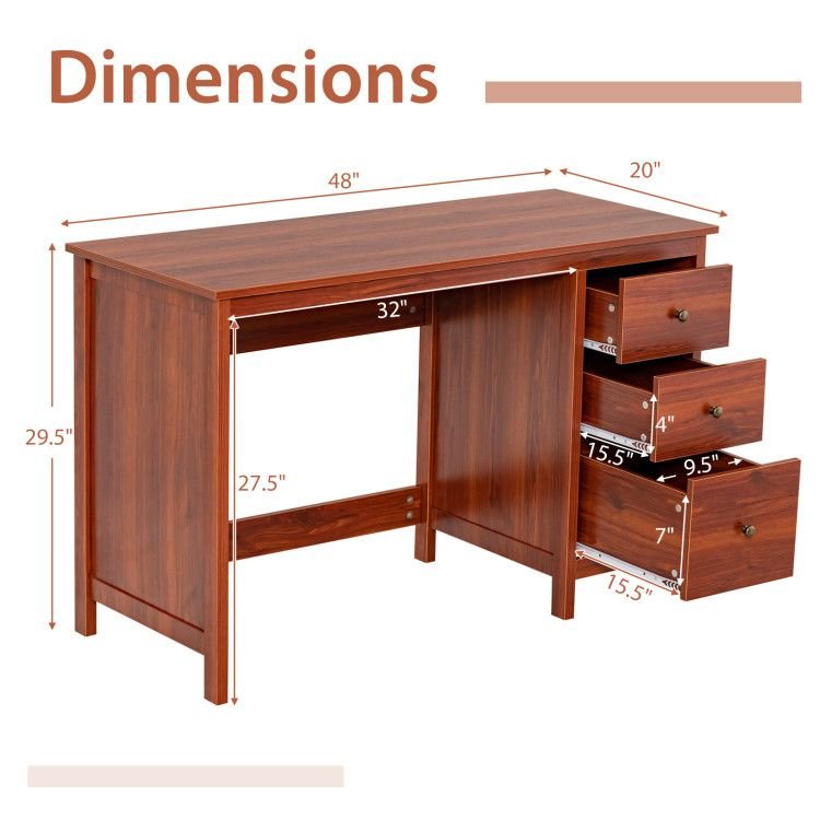 3 - Drawer Home Office Study Computer Desk with Spacious Desktop - Comfortable Living Decor
