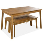 3 Pieces Acacia Wood Table Bench Dining Set For Outdoor & Indoor Furniture With 2 Benches, Picnic Beer Table for Patio, Porch, Garden, Poolside - Comfortable Living Decor