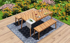 3 Pieces Acacia Wood Table Bench Dining Set For Outdoor & Indoor Furniture With 2 Benches, Picnic Beer Table for Patio, Porch, Garden, Poolside - Comfortable Living Decor