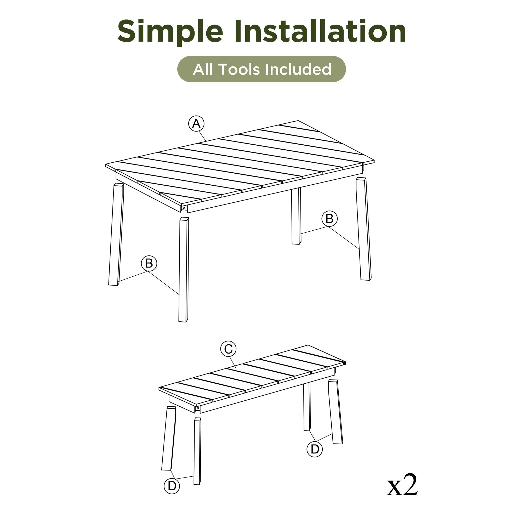 3 Pieces Acacia Wood Table Bench Dining Set For Outdoor & Indoor Furniture With 2 Benches, Picnic Beer Table for Patio, Porch, Garden, Poolside - Comfortable Living Decor