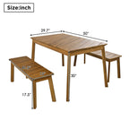 3 Pieces Acacia Wood Table Bench Dining Set For Outdoor & Indoor Furniture With 2 Benches, Picnic Beer Table for Patio, Porch, Garden, Poolside - Comfortable Living Decor