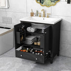 30" Bathroom Vanity with Sink Combo, Multi - functional Bathroom Cabinet with Doors and Drawer, Solid Frame and MDF Board - Comfortable Living Decor