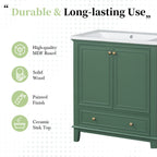 30" Bathroom Vanity with Sink Combo, Multi - functional Bathroom Cabinet with Doors and Drawer, Solid Frame and MDF Board - Comfortable Living Decor