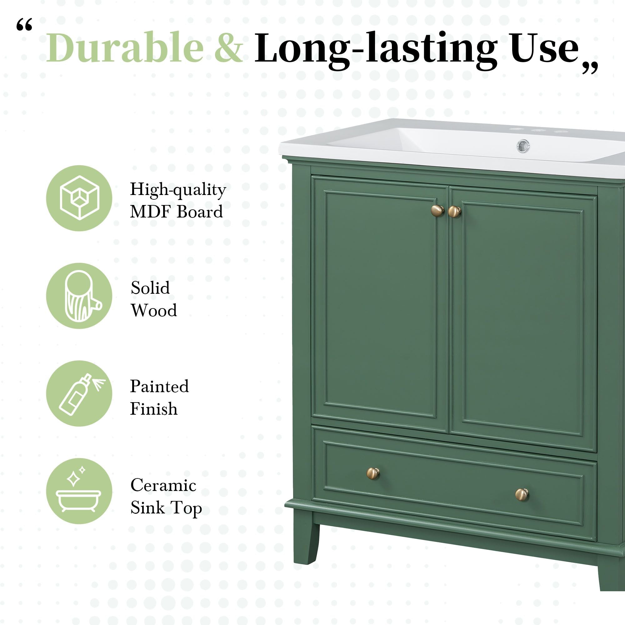 30" Bathroom Vanity with Sink Combo, Multi - functional Bathroom Cabinet with Doors and Drawer, Solid Frame and MDF Board - Comfortable Living Decor