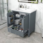30" Bathroom Vanity with Sink Combo, Multi - functional Bathroom Cabinet with Doors and Drawer, Solid Frame and MDF Board - Comfortable Living Decor