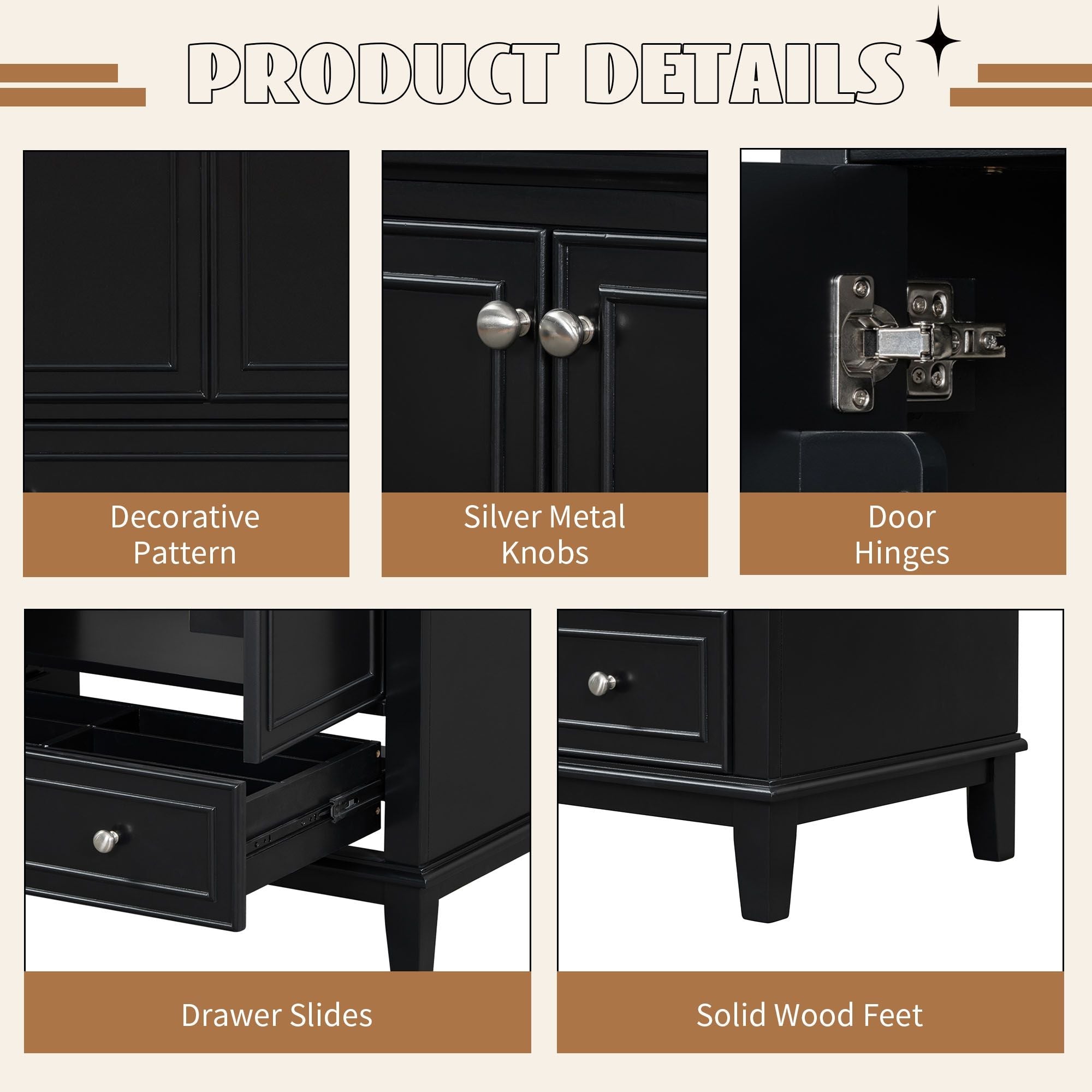 30" Bathroom Vanity with Sink Combo, Multi - functional Bathroom Cabinet with Doors and Drawer, Solid Frame and MDF Board - Comfortable Living Decor