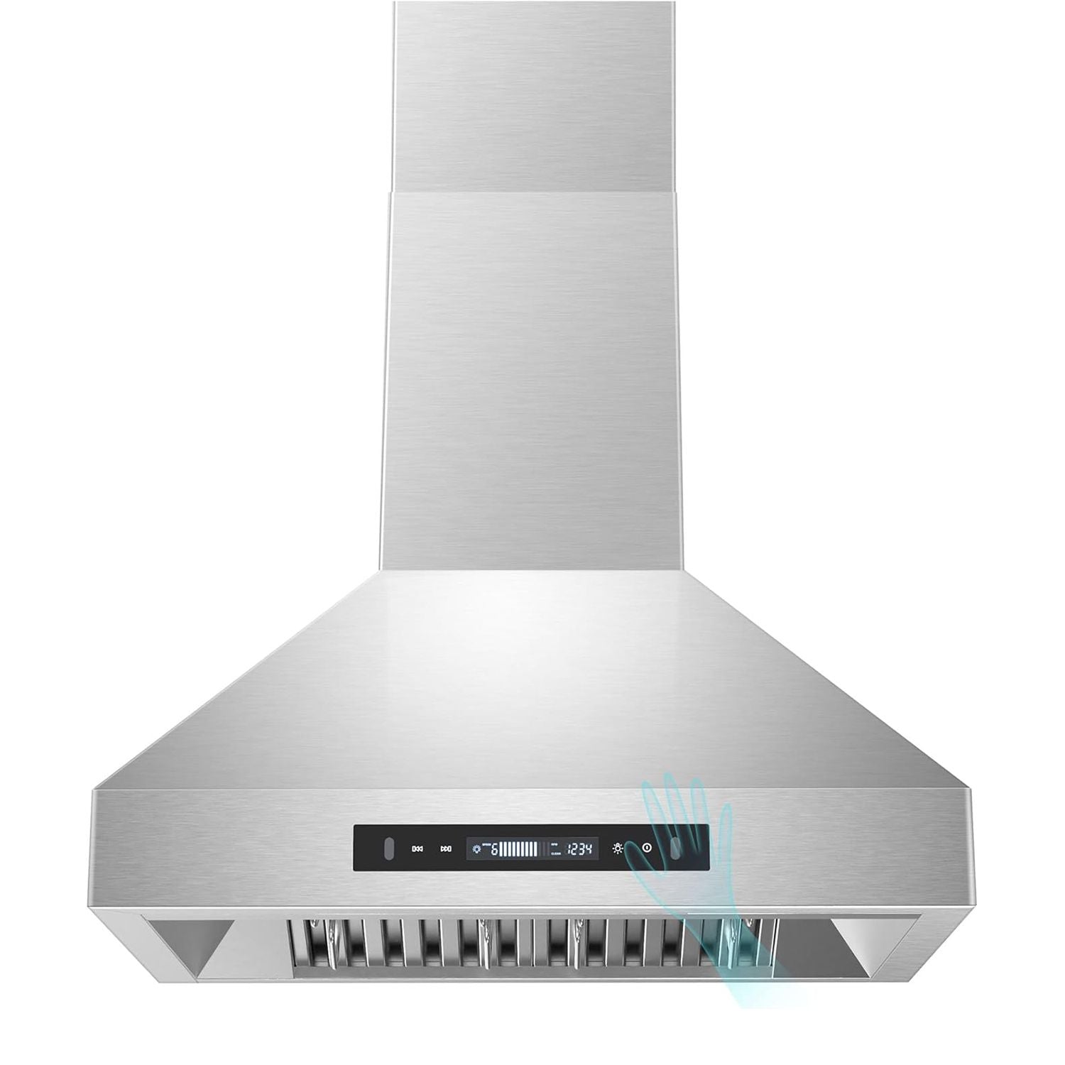 30 inch Range Hood, Wall Mount Kitchen Hood 900 CFM Ducted/Ductless Convertible with Gesture Sensing & Touch Control, Stainless Steel Vent Hood 3 Speed Exhaust Fan, 4 Baffle Filters - Comfortable Living Decor